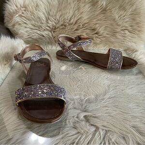 Material Girl Pink Glitter Sandals with Ankle Strap